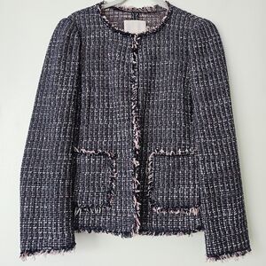 Rebecca Taylor Women's Tweed Jacket - Blue and Pink